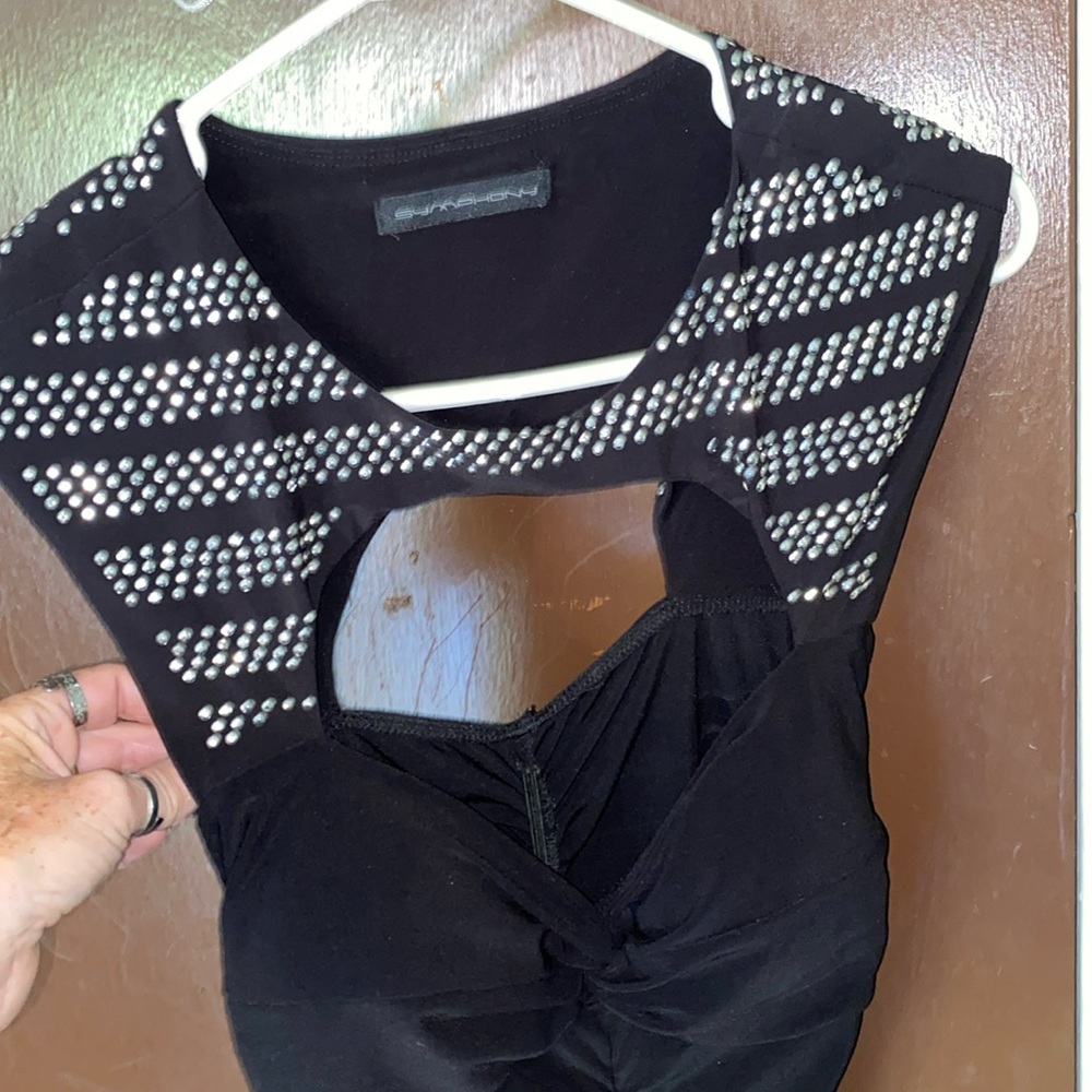 Women’s black dress with silver sequence on the front and back shoulder area - Picture 3 of 4